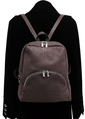 Dark Brown Soft Grained Italian Leather Rucksack Backpack Handmade Many Pockets & Compartments