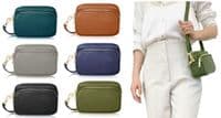 Dark Teal Small Camera Bag Double Zipped & Compartments Crossbody Shoulder Italian Leather Handbag