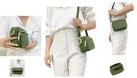 Dark Teal Small Camera Bag Double Zipped & Compartments Crossbody Shoulder Italian Leather Handbag