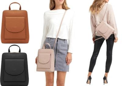 Handbag Bliss Italian Grained Leather Structured Backpack Rucksack Convertible To Shoulder Bag