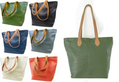 Handmade Italian Leather Tote Shoulder Shopper Top Handle Very Lightweight Handbag