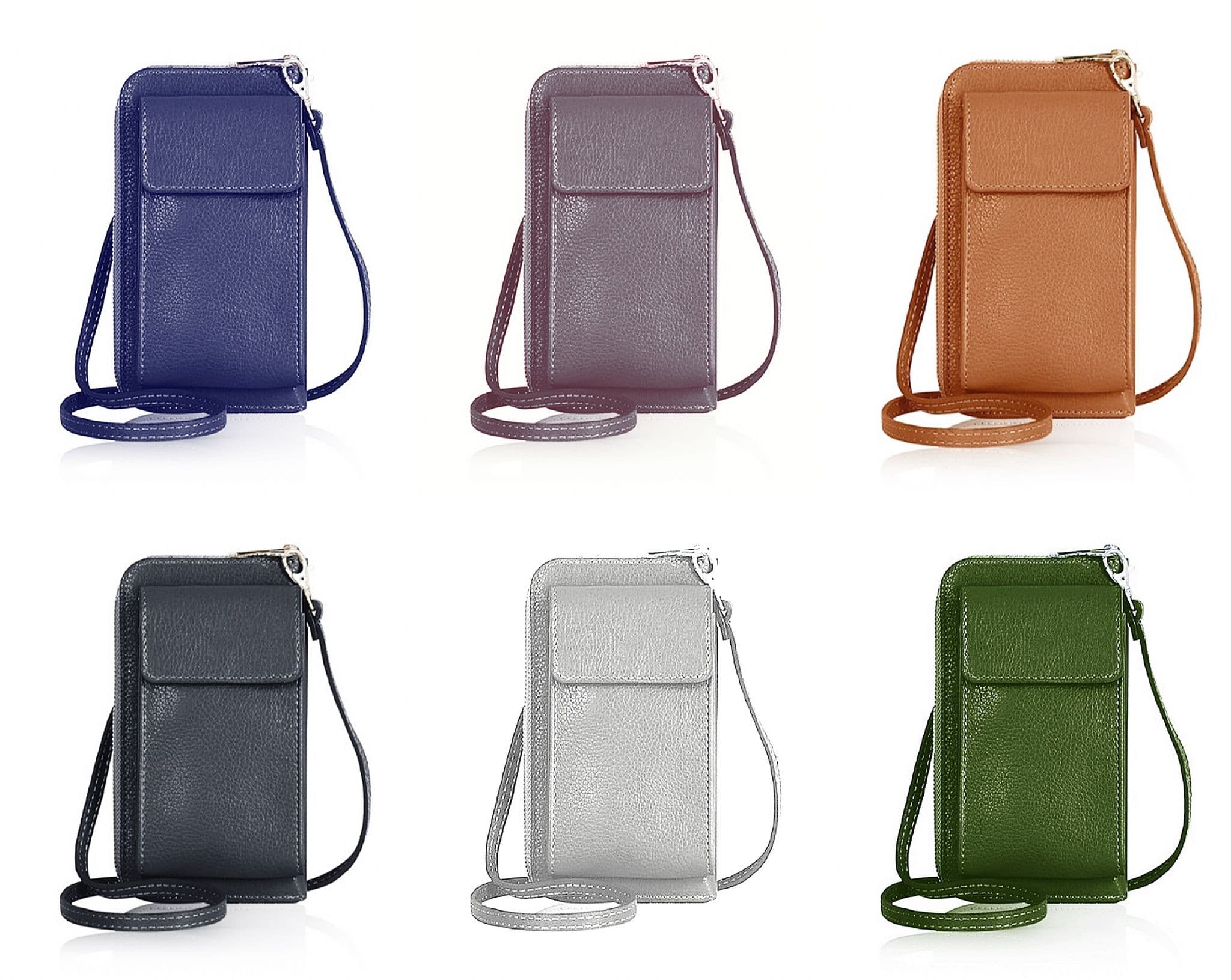 Italian Leather Phone Bag Crossbody Shoulder Purse Clutch Bag Darker