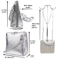 Italian Leather Small Cute Metallic Colours Crossbody Shoulder Handbag