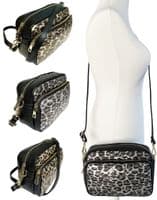 Large Camera Bag Double Zip & Compartment Crossbody Shoulder Italian Leather (Lighter Colours)