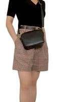 Leather Crossbody Shoulder Small Bag, Clutch Bag, Purse, Soft Italian Leather, Silver Tone Trims