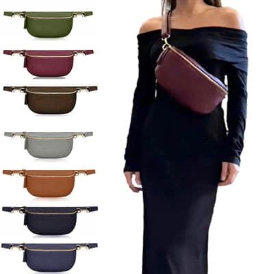 Leather Sling Bag  Multi Use Bag Bum Waist Bag Crossbody Clutch Bag  (Medium Size)
