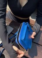 Luxury Italian Leather Mobile Phone Crossbody Shoulder Bag Pouch Wallet Purse Clutch  (Gold Trims)