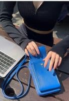 Luxury Italian Leather Mobile Phone Crossbody Shoulder Bag Pouch Wallet Purse Clutch  (Gold Trims)