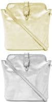 Metallic Leather Crossbody Bag Italian Leather Small  Shoulder Bag ( Roomy)