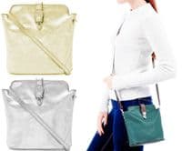 Metallic Leather Crossbody Bag Italian Leather Small  Shoulder Bag ( Roomy)