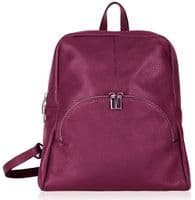 NEW Burgundy Soft Grained Italian Leather Rucksack Backpack Handmade Many Pockets & Compartments