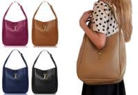 New Italian Grained Leather Shoulder Bag Grab Bag Med-Lg