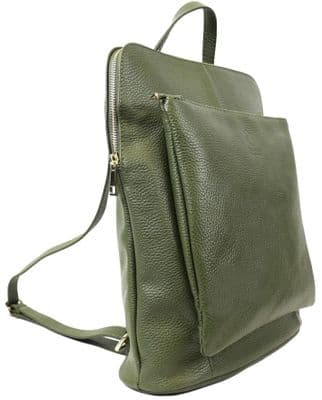 Olive Green Leather Rucksack Backpack  Italian Leather 4 in 1 Shoulder Crossbody Top Handle Bag