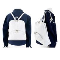 Olive Green Soft Grained Italian Leather Rucksack Backpack Handmade Many Pockets & Compartments