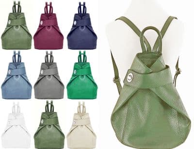 Rucksack Backpack Genuine Italian Soft Leather Top Handle Bag  Lap Top Bag Med- Lg (All Colours)