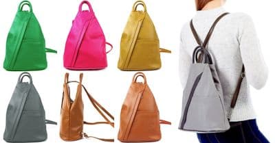 Rucksack Backpack Shoulder Bag Vera Pelle Super Soft Italian Leather Convertible