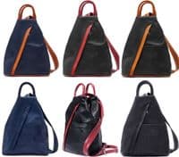Rucksack Backpack Shoulder Bag Vera Pelle Super Soft Italian Leather Convertible ( Brown & Tans)