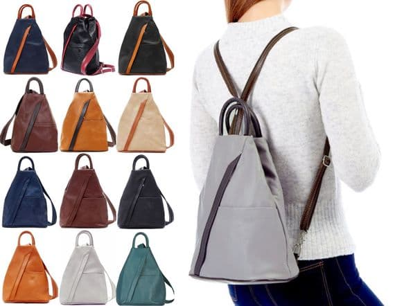 Rucksack Backpack Shoulder Bag Vera Pelle Super Soft Italian Leather Convertible ( Brown & Tans)