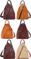 Rucksack Backpack Shoulder Bag Vera Pelle Super Soft Italian Leather Convertible ( Brown & Tans)