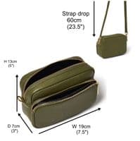 Small Crossbody Shoulder Bag Double Zipped & Compartments Italian Leather Handbag  (Lighter Colours)