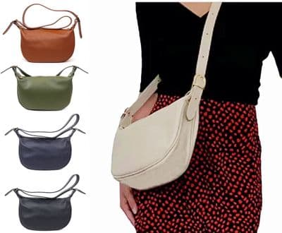 Soft Italian Leather Slouch Bag, Crossbody Sling Bag, Shoulder Slouch Bag (Darker Colours)