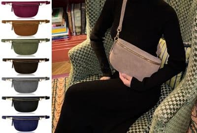 Suede Sling Bag Multi Use Bag Bum Waist Crossbody Clutch Bag  (Medium Size)