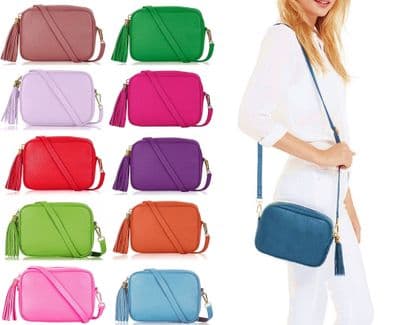 Trendy Handmade Camera Bag Crossbody Shoulder Italian Leather Handbag - (Brighter Colours)