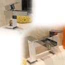 Arian 'Aster' Designer Waterfall Basin Mixer Tap & Waterfall Bath Filler Tap