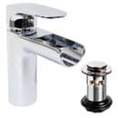 Arian India Curved Waterfall Basin Mixer Tap with Pop-up Waste