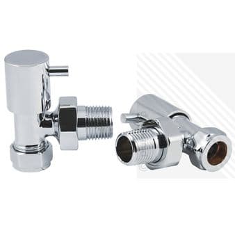 Arian Minimalist Angled Radiator Valves in Chrome 15mm x 1/2