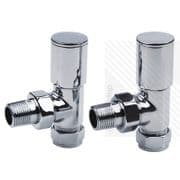 Arian Modern Angled Radiator Valves in Chrome 15mm x 1/2"