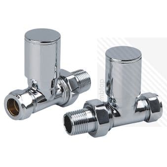 Arian Modern Straight Radiator Valves in Chrome 15mm x 1/2