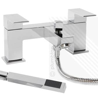 Arian 'Tulsi' Square Bath/Shower Mixer with Handset and Hose in Chrome