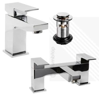 Arian 'Tulsi' Square Bathroom Basin Mixer and Bath Filler Tap Pack