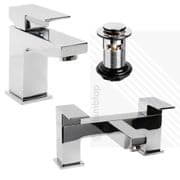 Arian 'Tulsi' Square Bathroom Basin Mixer and Bath Filler Tap Pack