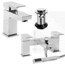 Arian 'Tulsi' Square Bathroom Basin Mixer and Bath Shower Mixer Tap Pack
