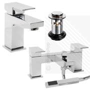 Arian 'Tulsi' Square Bathroom Basin Mixer and Bath Shower Mixer Tap Pack