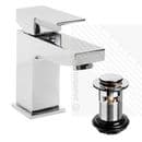Arian 'Tulsi' Square Bathroom Basin Tap Mixer & Push Waste in Chrome