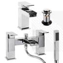 Arian Waterfall Basin Mixer and Bath Shower Mixer Pack with Waste