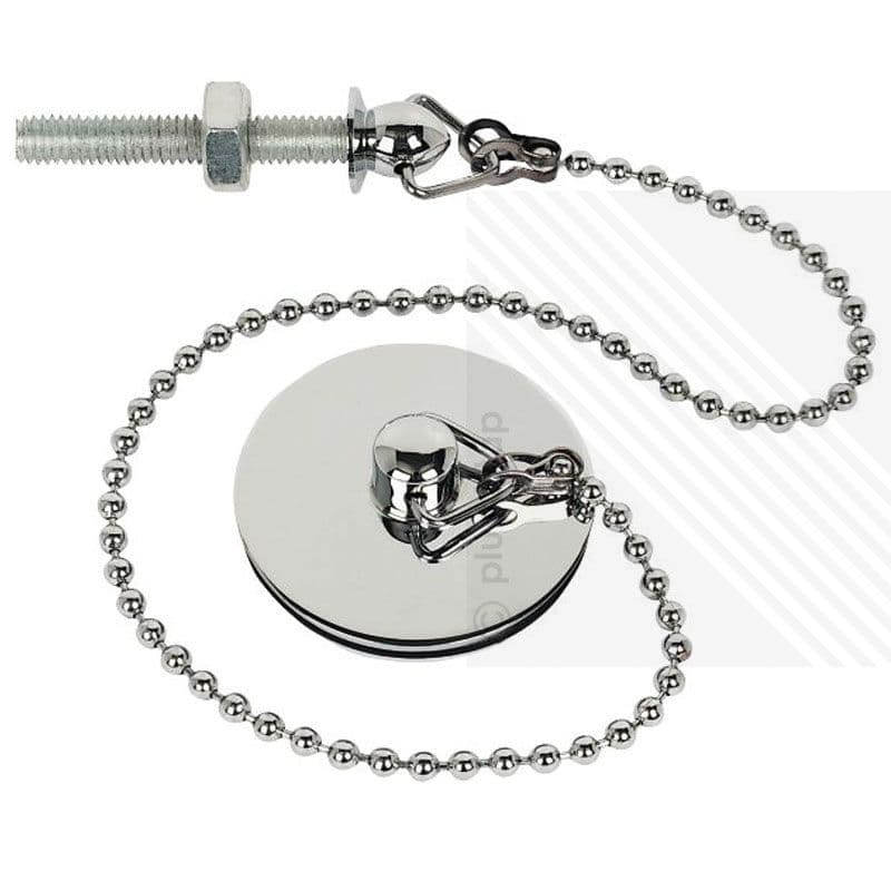 Bathroom Basin Plug & Chain in a Shiny Chrome Finish with a Stainless ...
