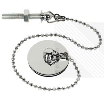 Bathroom Basin Plug & Chain in a Shiny Chrome Finish with a Stainless Steel Screw