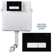 Concealed Cistern Universal WC | Back to Wall Floor Standing | Black & Chrome Flush Plate | EcoSpa®