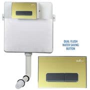 Concealed Cistern Universal WC | Back to Wall Floor Standing | Gold & Chrome Flush Plate | EcoSpa®