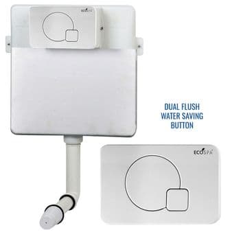 Concealed Cistern Universal WC | Back to Wall Floor Standing | White Flush Plate & Button | EcoSpa®