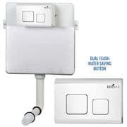 Concealed Cistern Universal WC | Back to Wall Floor Standing | White Flush Plate (Type 2) | EcoSpa®