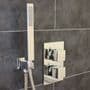 Concealed Thermostatic Mixer Shower Valve 2 Outlets Round LED Overhead & Handset