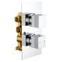 Concealed Thermostatic Mixer Shower Valve 2 Outlets Round LED Overhead & Handset