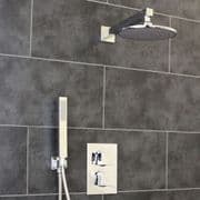 Concealed Thermostatic Mixer Shower Valve 2 Outlets Round Overhead & Handset
