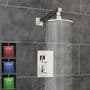 Concealed Thermostatic Shower Mixer Chrome 1 Way Outlet Round LED Overhead WRAS