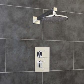 Concealed Thermostatic Shower Mixer Valve Modern Chrome 1 Outlet Round Head WRAS
